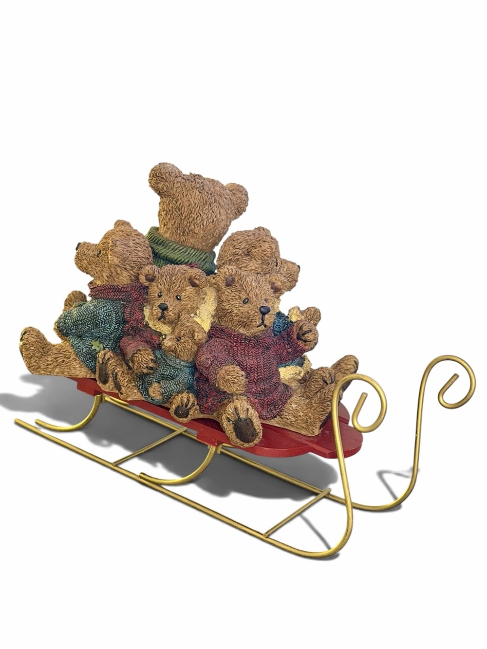 Vintage Boyds Bears Family Sleigh Large Figurine Christmas Collectible